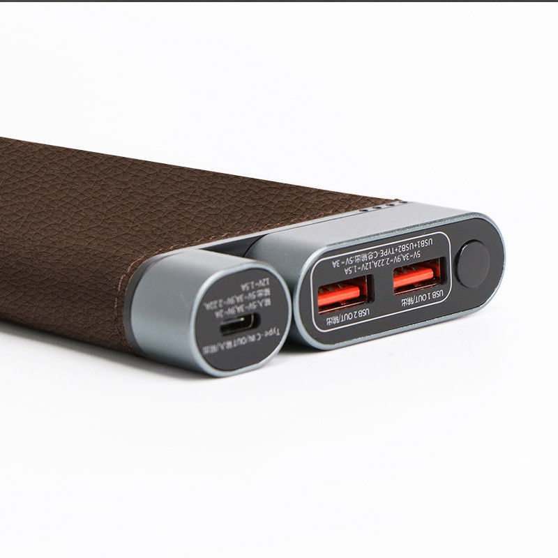 10K MAh PD Power Bank Handgemaakte leer schel Metalen poorten 3 Apparaten opladen