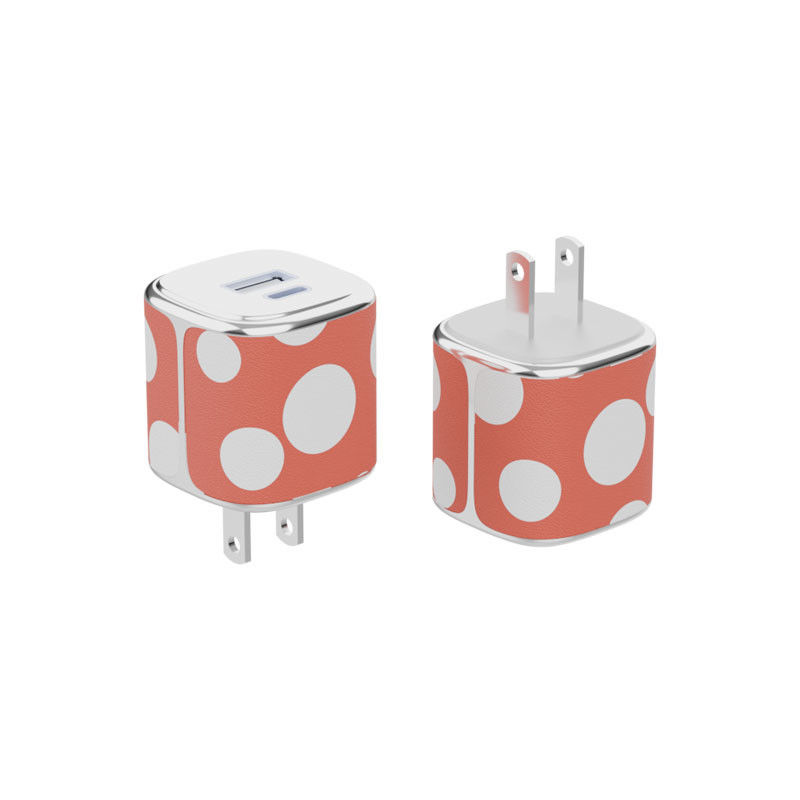 Dual Ports Type C Wandlader / Kleine GaN-lader met Lederschalen