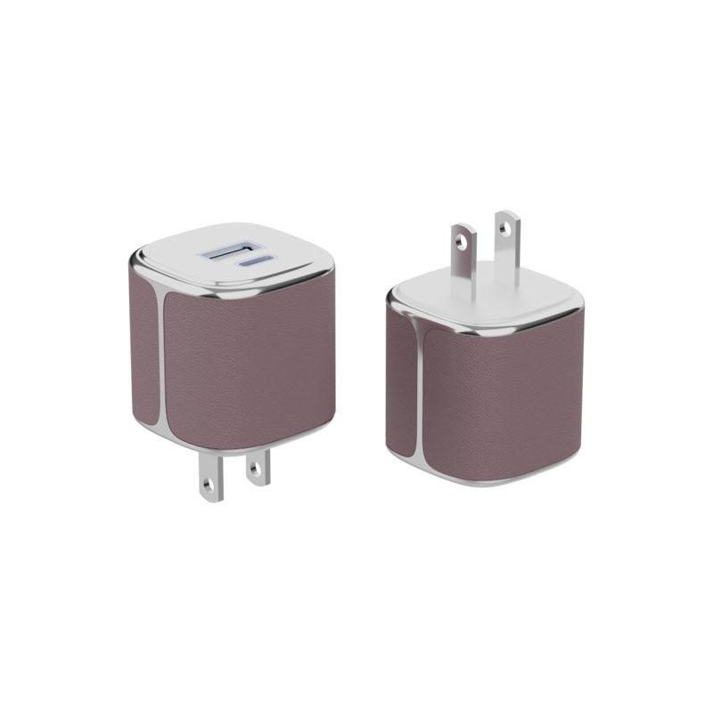 Sleek 35W wandoplader USB-C en USB-A PD GaN wandoplader met leer schelp
